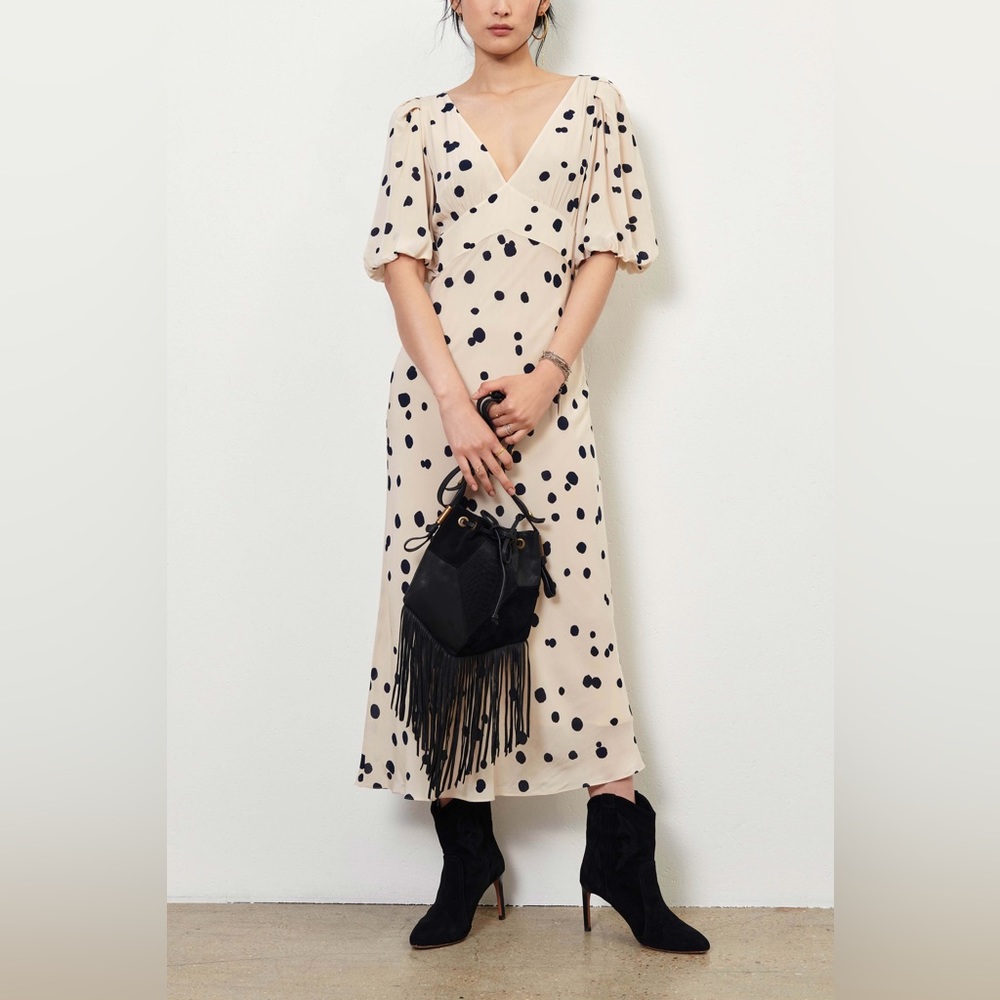 BA&SH Delize Polka Dot Midi Dress